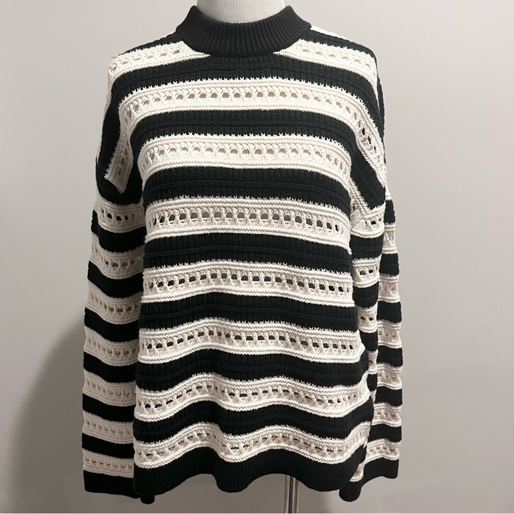 H&M Crochet Striped Sweater Small